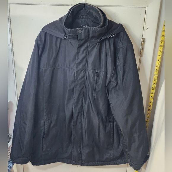 Calvin Klein Men's Outerwear Lined Winter Coat Jacket XXL Black Double Zip - Picture 1 of 16